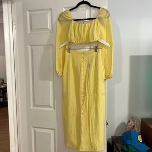 Kourt Yellow Crop Top and Midi Skirt